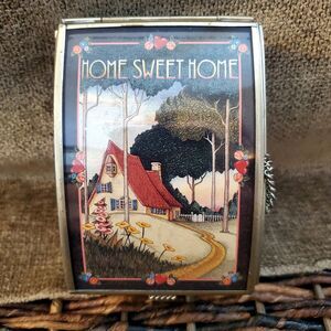 Mary Engelbreit Home Sweet Home Trinket Jewelry Box Mirror Base Enesco 2" X 4.5"